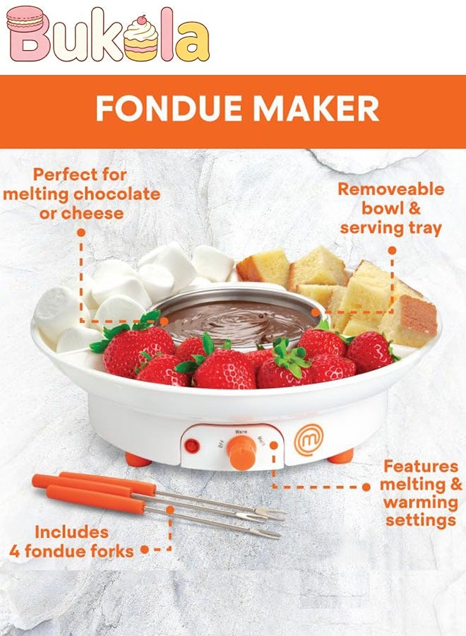 كيلا جهاز صنع فوندو الشوكولاتة الكهربائي مع 4 شوكات وصينية تقديم للحفلات - إعدادات تسخين الكراميل والجبن - مقبلات شاركوتيري للحفلات والاستخدام المنزلي - Image 3